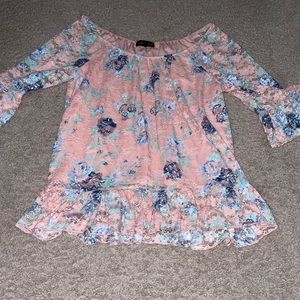 Almost Famous Light Pink Floral Lace Top